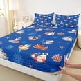 thumbnail image 4 of Feelyou Summer Beach Shark Full Size Sheets for Boys Girls, Kawaii Holiday Coral Ocean Bed Sheets, Navy Blue, 4 Pieces, 4 of 5