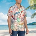 thumbnail image 5 of Easygdp Passport Stamp Men's Hawaiian Shirts Print Lapel Short Sleeve for Beach, vacation, party, casual occasions - Large, 5 of 9