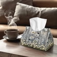 thumbnail image 4 of COEQINE PU Leather Facial Tissue Holder Napkin Tissue Organizer Rectangular Decorative Holder 7.95X4.92X4.52 Inch for Bedroom Dresser Nightstand Dining Table, Daisy Butterfly Wood Grain, 2 PCS, 4 of 7