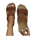 thumbnail image 4 of Sandals For Women 2025 Wedge Heel Open Toe Slip-on Peep Toe Slides Sandals Slippers Women Dressy Comfortable Summer Casual Sandals Brown 42, 4 of 4