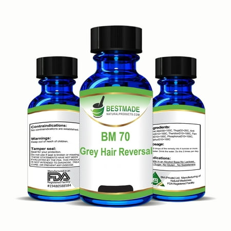 Grey Hair Reversal BM70, 30mL, Effective, Natural Treatment for Premature Greying & Greying due to Stress and