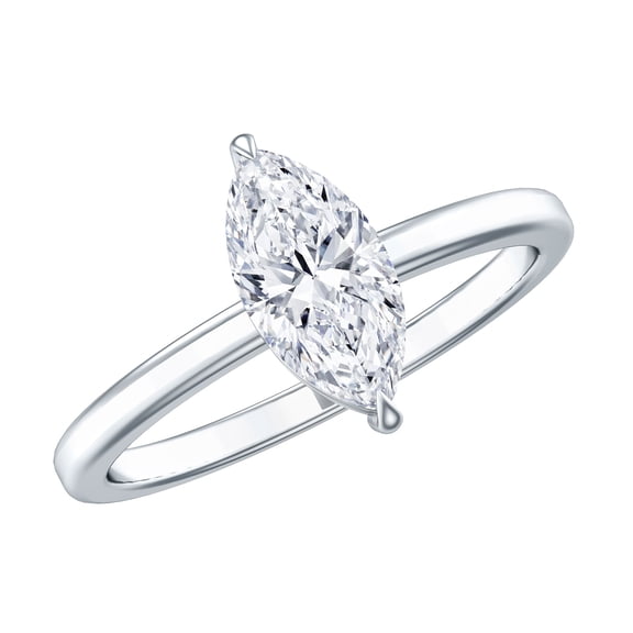 Rosec Jewels IGI Certified Lab Grown Diamond Marquise Engagement Ring for Women - 1 Carat - E-VS1 Grade - with Jewelry Box, 925 Sterling Silver, US 4.00