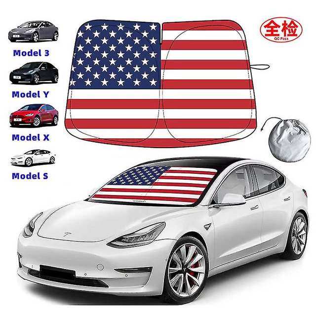 Parasol para parabrisas Tesla Yashi Model 3.YXS POLIÉSTER 240T rojo americano