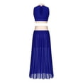 thumbnail image 4 of iiniim Womens Lyrical Dance Costume Sleeveless Crop Top with Side Split Skirt Ballet Dancewear Navy Blue M, 4 of 7