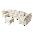 thumbnail image 1 of KFFKFF Modular Sectional Sofa, U-Shaped 7 Seater Modular Sofa with Hidden Storage, Cloud Sectional Couch with Ottoman & High Rebound Sponge, 1 of 9