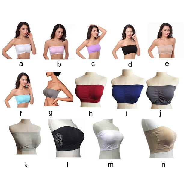 Wangsaura Women Bra Removable Padded Top Stretchy Seamless Bandeau Tube Tops
