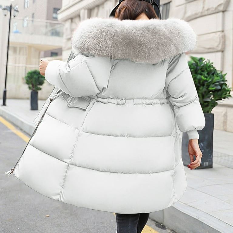 Amazon.com: Tawop Women Long Winter Puffer Coat Windproof Warm Maxi Down  Jacket Faux Fur Removable Hood Parka Padded Jackets Outwear : Clothing,  Shoes 