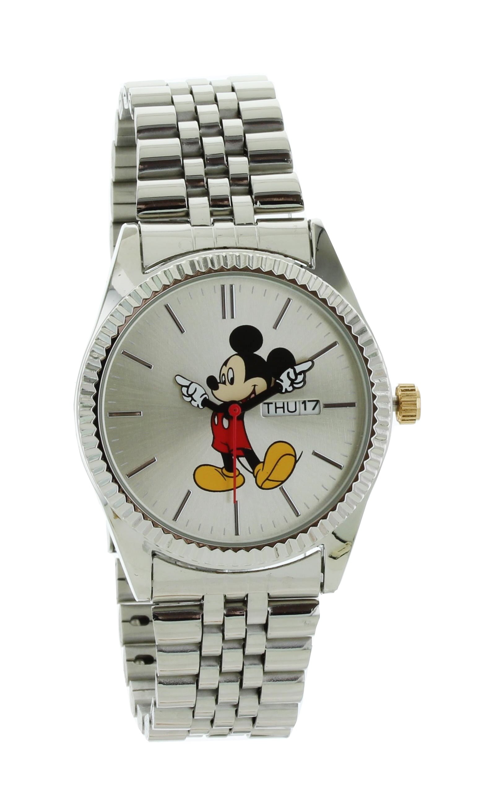 Man's Mickey Mouse Watch Gold and Silver With Day and Date Man's Mickey Mouse Watch Gold and Silver With Day and Date