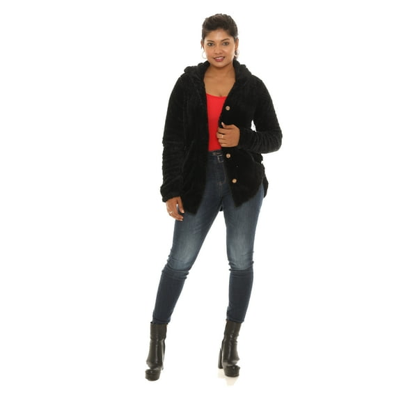 Shoreline's Button Up Faux Fur Textured Hoodie