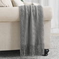 thumbnail image 3 of Navy Throw Blanket Textured Solid Soft Sofa Couch Decorative Knitted Blanket, 60" x 80" Navy, 3 of 5