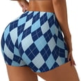 thumbnail image 2 of Xecao Blue Squares Print Workout Shorts for Women Soft Smooth Gym Yoga Scrunch Active Tennis Workout Running Shorts, 2 of 9