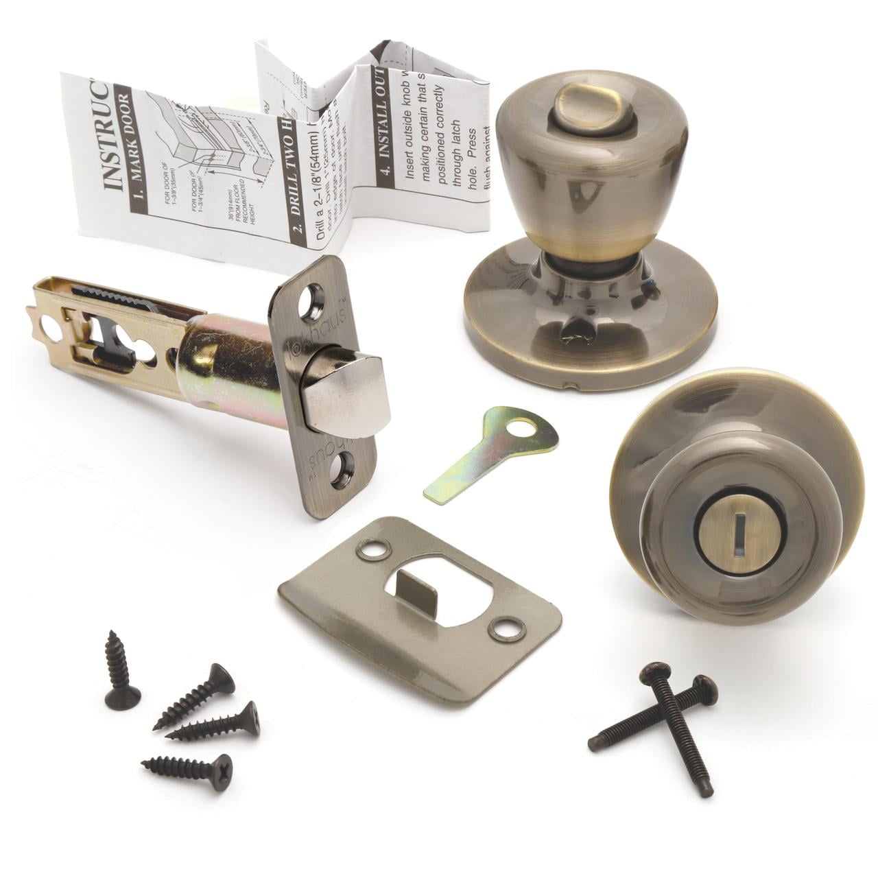 Lokhaus Privacy Tulip Doorknob Antique Brass 2 Count