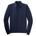thumbnail image 5 of Yellow Rooster Men's Silk Touch Long Sleeve Polo T-Shirts Navy S, 5 of 6