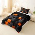 thumbnail image 2 of Manfei Abstract 3D Cube Twin Comforter Sets, Geometric Checkered Bedding Set, Black and Orange, Black Reversible 2-Piece, 1 Comforter and 1 Pillowcase, 2 of 6