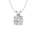 thumbnail image 2 of 1.0 ct Brilliant Round Cut Solitaire Synthetic Moissanite 14k White Solid Gold Everyday Affordable Designer Necklace Pendant with 16" Chain, 2 of 6