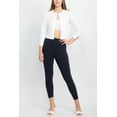 thumbnail image 6 of Nina Leonard Crew Neck Hook Closure 3/4 Sleeve Embellished Cuff Solid Knit Bolero-SCARLET / M, 6 of 25