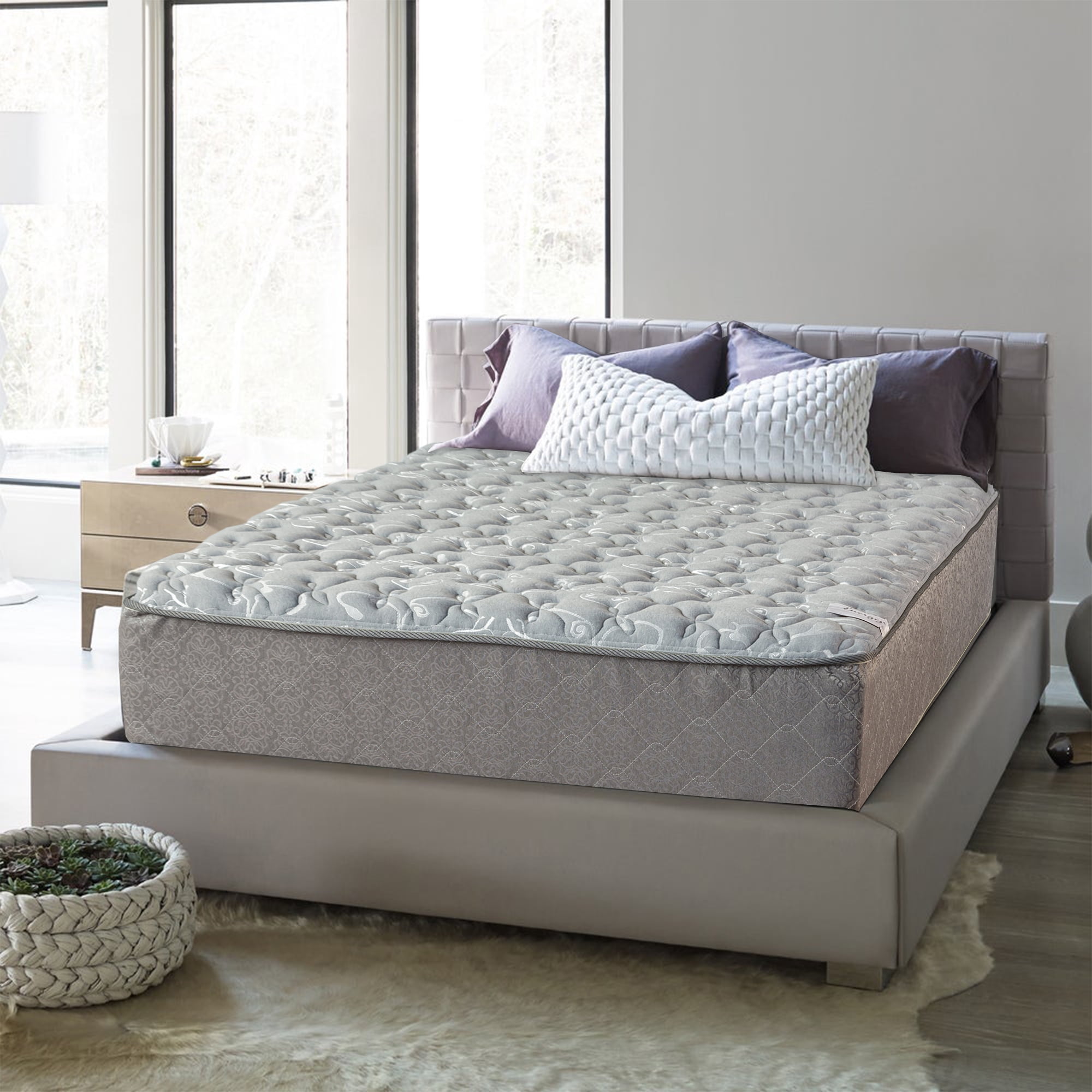 GOWTUN 11-Inch Firm Foam Encased Euro Top Gel Infused Mattress and 8-Inch Wood Box Spring/Foundation Set, No Assembly Required, King Size