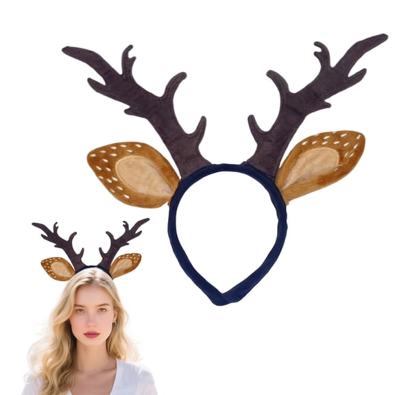 SmartBy Reindeer Antlers Headband for Women Adults Plush Deer Ears Headpiece Reindeer Horns Costume Accessories for Halloween Christmas Party Cosplay Supplies