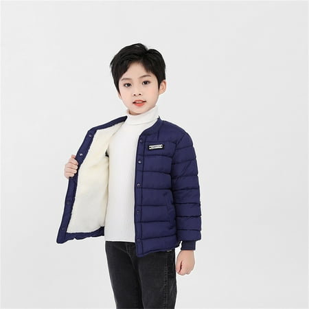 

ZMHEGW Child Baby Boys Girls Embroidered Long Sleeve Wadded Thickening Type Winter Outer Outwear Outfits Clothes Kid Coats