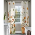 thumbnail image 4 of Green Orange Pumpkin Sheer Curtains 90 Inch Length 2 Panels Vintage Thanksgiving Wildflowers Curtain Drapes for Kitchen,Bedroom,Living Room,Doorway,Hallway,Sliding Glass Door,Bathroom Window,52x90, 4 of 7