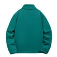thumbnail image 5 of ZCFZJW Men's Fleece Jacket Zip Up Coat Lightweight Soft Plush Thick Warm Long Sleeve Stand Collar Outwear Jackets with Multi Zipper Pockets for Winter Green XL, 5 of 7
