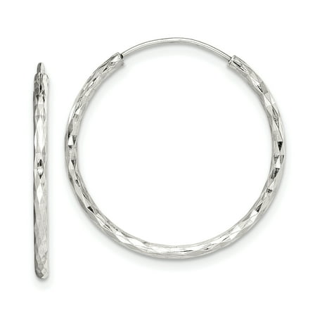 Primal Silver Sterling Silver Diamond-cut Hoop Earrings