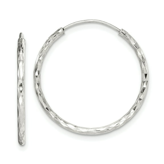 Sterling Silver Diamond Cut Hoop Earrings