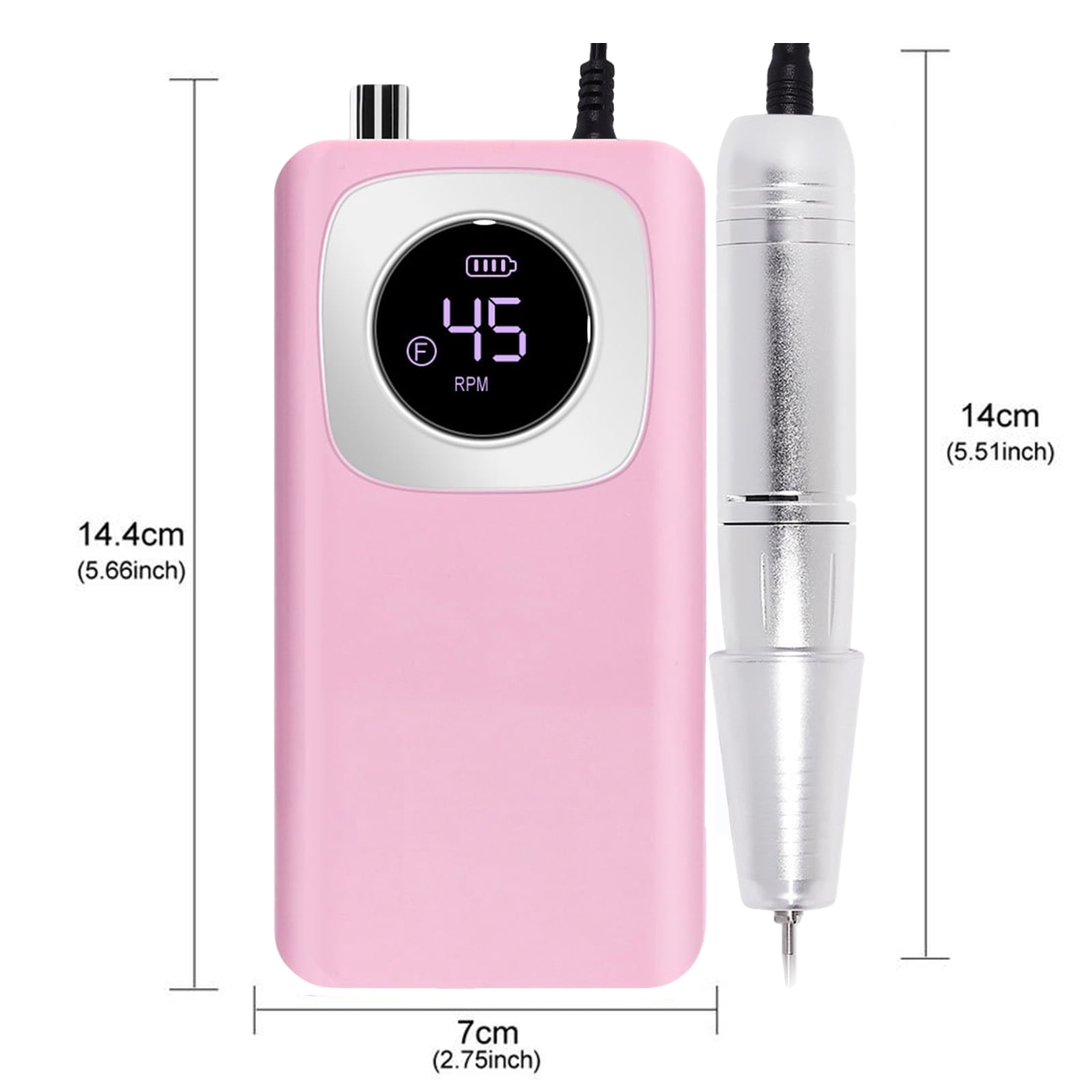 Btidfty Electric Nail Drill 45000RPM Rechargeable Cordless E-file with Bits Kit Portable Nail File for Acrylic Gel Polishing Removing (Pink)