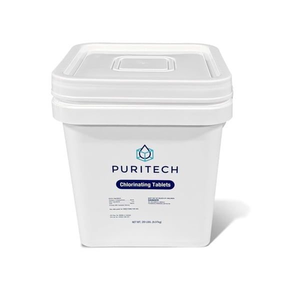 Puri Tech 3" Chlorine Tablets for Pools – 20 lb Individually Wrapped, Long-Lasting, Slow-Dissolving Sanitizer for Swimming Pool Water
