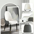 thumbnail image 5 of 2pcs Modern Dining Chairs - White + Gray, Faux Leather Upholstery, Wooden Legs, Ergonomic Seat, Space Saving, Stain , 280 Lbs Capacity ( Of 2) Pu Foam Filled, Solid Wood Back, Design, Water Load, 5 of 6
