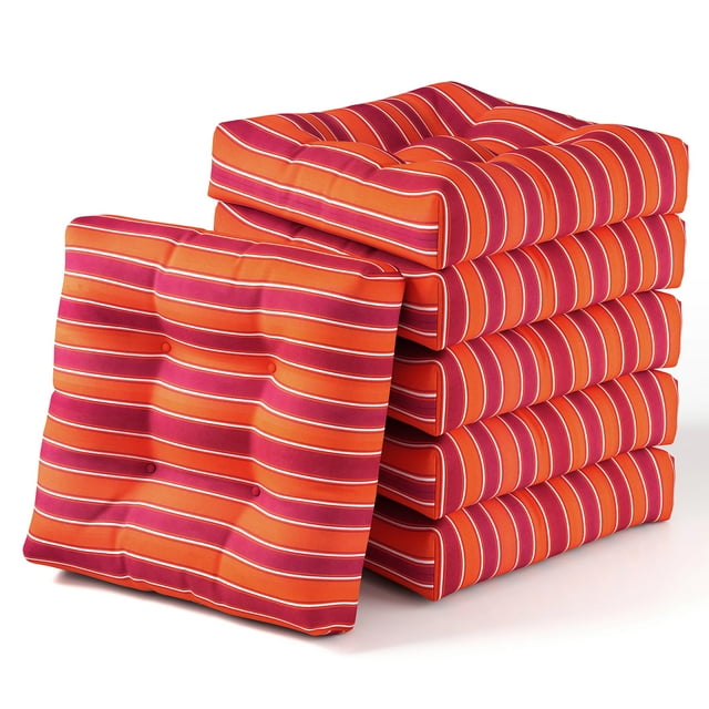 Gymax Set of 6 21'' x 21'' Chair Seat Cushion Pads Patio Orange & Red
