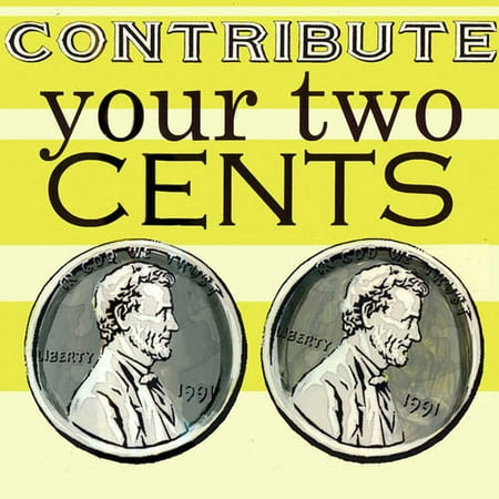 Oopsy Daisy - Contribute Your Two Cents Canvas Wall Art 14x14, Shelly Kennedy