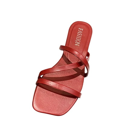 

Summer Savings Clearance! PEZHADA Womens Sandals Slippers for Women New Summer Flats Casual Versatile Beach Sandals Open Toe Slippers Wine