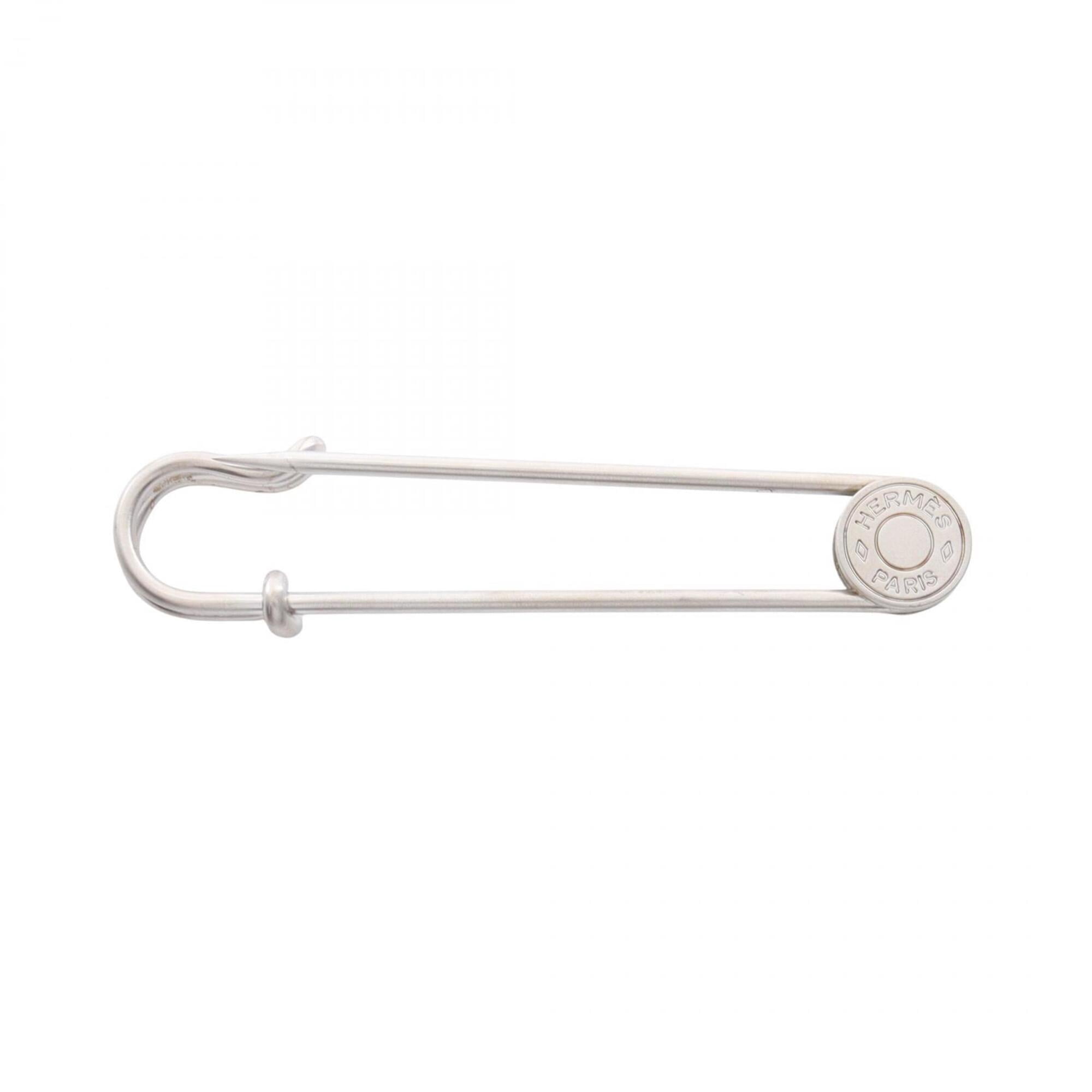 Pre-Owned Hermes HERMES Sellier Safety Pin Brooch Accessory Stainless Steel Women's Silver