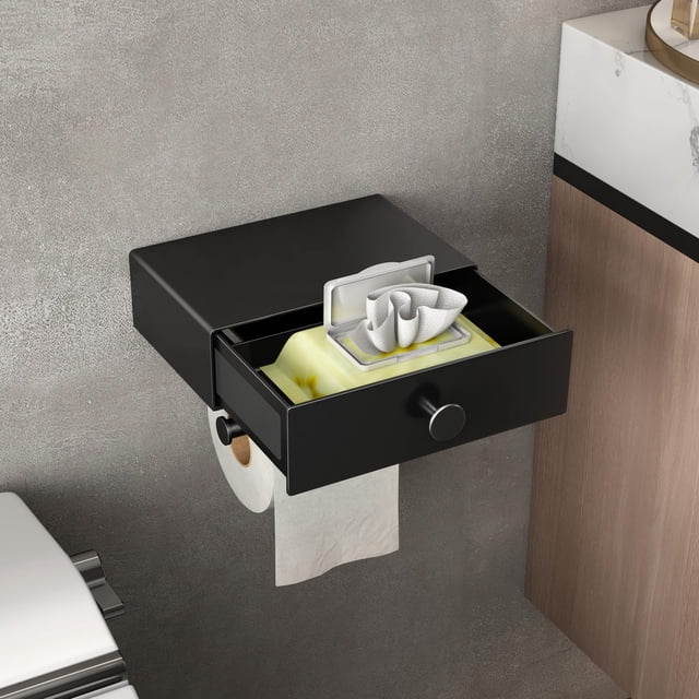 Tofaney Porta Papel de Baño cajón Porta Toallas Aluminio Portarollos Papel Higienico Instalación Sin Taladrar Soporte para Papel Antioxidante Portapapeles de Ba&nt