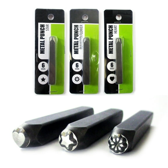 3 Pc Metal Punch Stamps Set 6mm Steel Arts Crafts Hand Punches Jewelry Stamp Kit