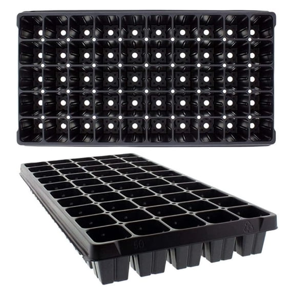 50 Cell Plug Flats - Heavy Duty Seed Starting Trays - 11x21 Inch - Deep Cells for Root Development - Garden Plant Starter Pots - Durable Nursery Flats