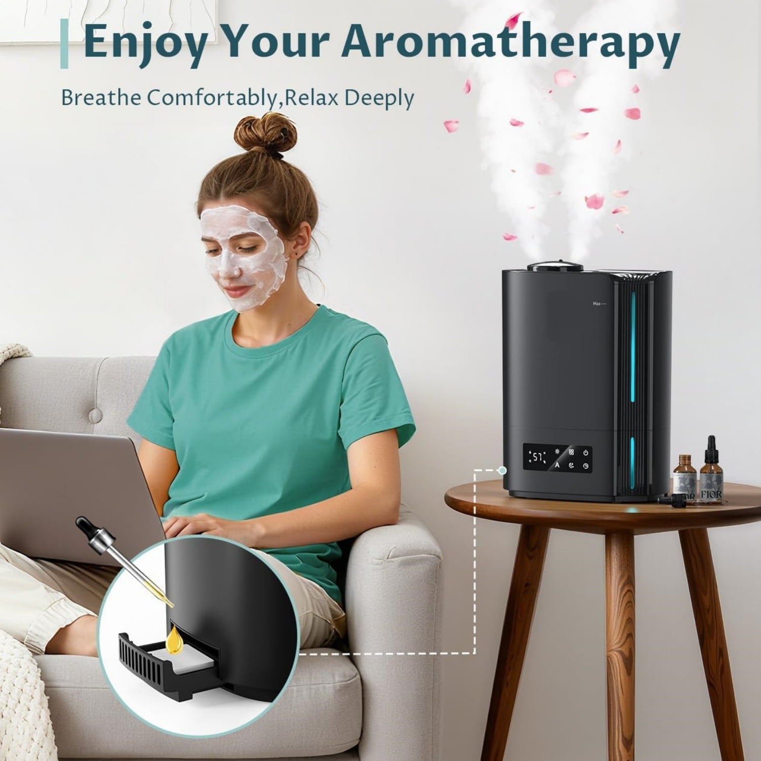 6L Humidifiers for Bedroom Large Room & Essential Oil Diffuser, Ultrasonic Top Fill Cool Mist Humidifiers for Baby, Plants, Nursery Last up to 60 Hours, Smart Humidistat Control, Quiet