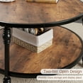 thumbnail image 6 of 2024 New 34" Wooden Round Coffee Table with Storage Shelf, Rustic Solid Wood Coffee Table with Sturdy Metal Legs, for Living Room Dining Room, 6 of 9