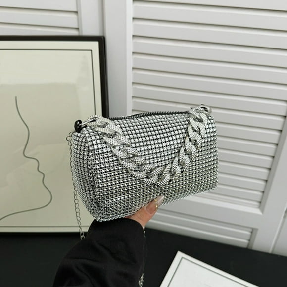 Sac à Bandoulière pour Femme Sac à Main Messager / Sac Cabas Bandoulière en Cuir PU / Sangle Ajustable / Convient au Téléphone Portefeuille Clés / Mode Décontractée Élégante / 17x11x8 cm / Argent Noir Or / 1 Pce
