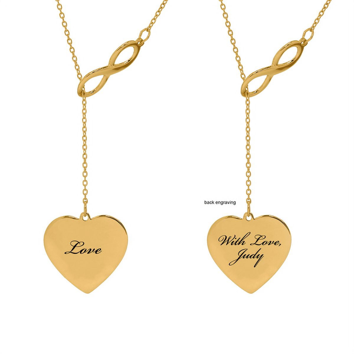 Personalized Forever, Love, Couple or Mom Laser Engraved Heart-Shaped Pendant With Infinity