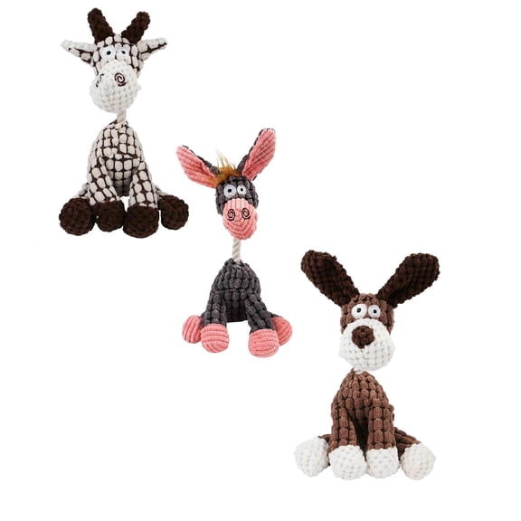 10 Inches Dog Toys Farm Animal 3-Pack, Puppy Toys with Squeaker, Cute Stuffed Plush Dog Toy for Small and Medium Dogs (3PCS)