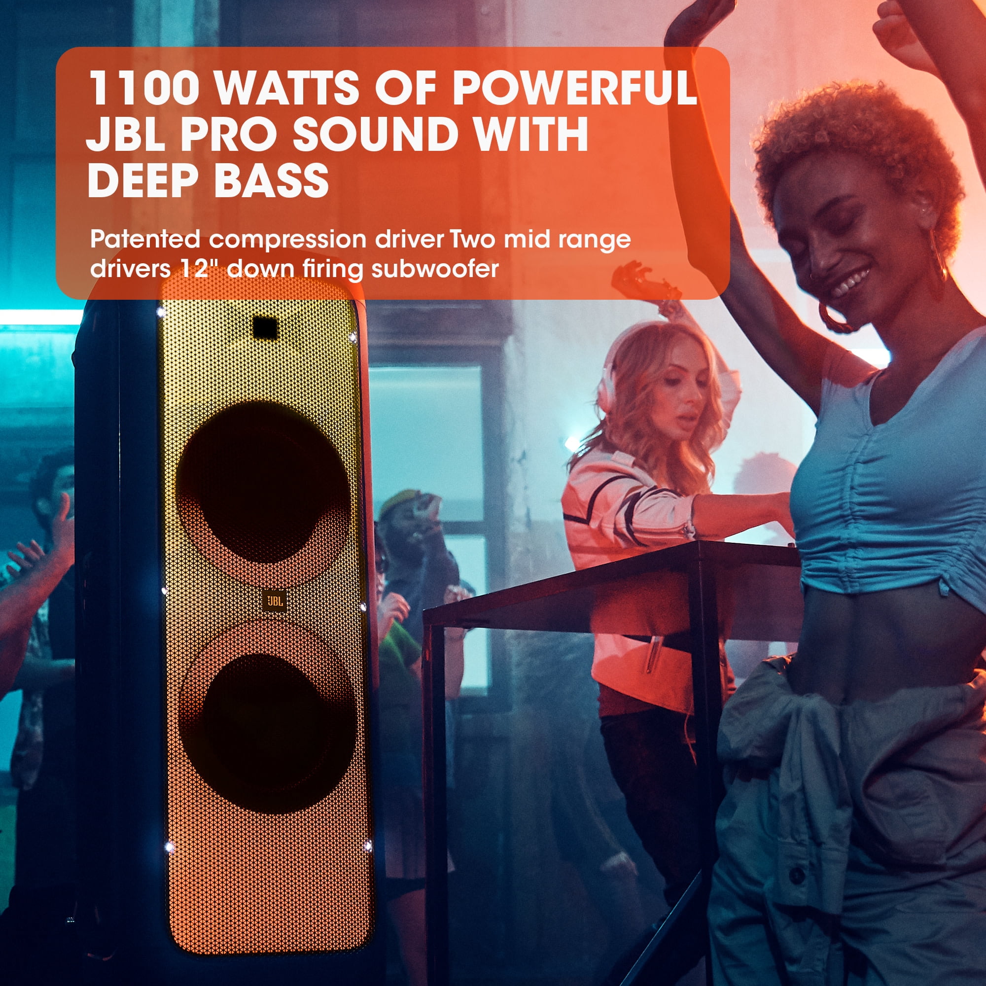 JBL PartyBox 1000 - Powerful Bluetooth party speaker with full panel light effects - Black