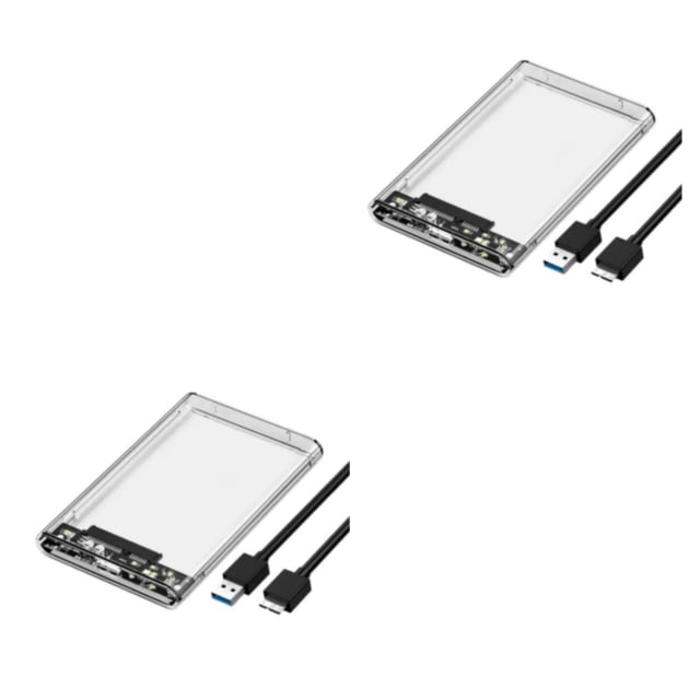 sweethay Carcasa HDD SSD, carcasa móvil mecánica externa de estado sólido, adaptador SATA a USB de 2,5 pulgadas, dispositivo móvil portátil Transparente USB 3.0 2Conjunto