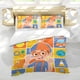 thumbnail image 5 of Blippi Conjunto de sábanas temático, trío de piezas, cómodo y amigable con la piel, diseño único, regalo de decoración para el hogar para familiares, amigos y fans,135X200cm, 5 of 6