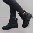 thumbnail image 2 of Chenyee Fashion Ankle Boots for Women Fold Over Buckle Strap Mid Calf Gothic Motocycle Booties, 2 of 6