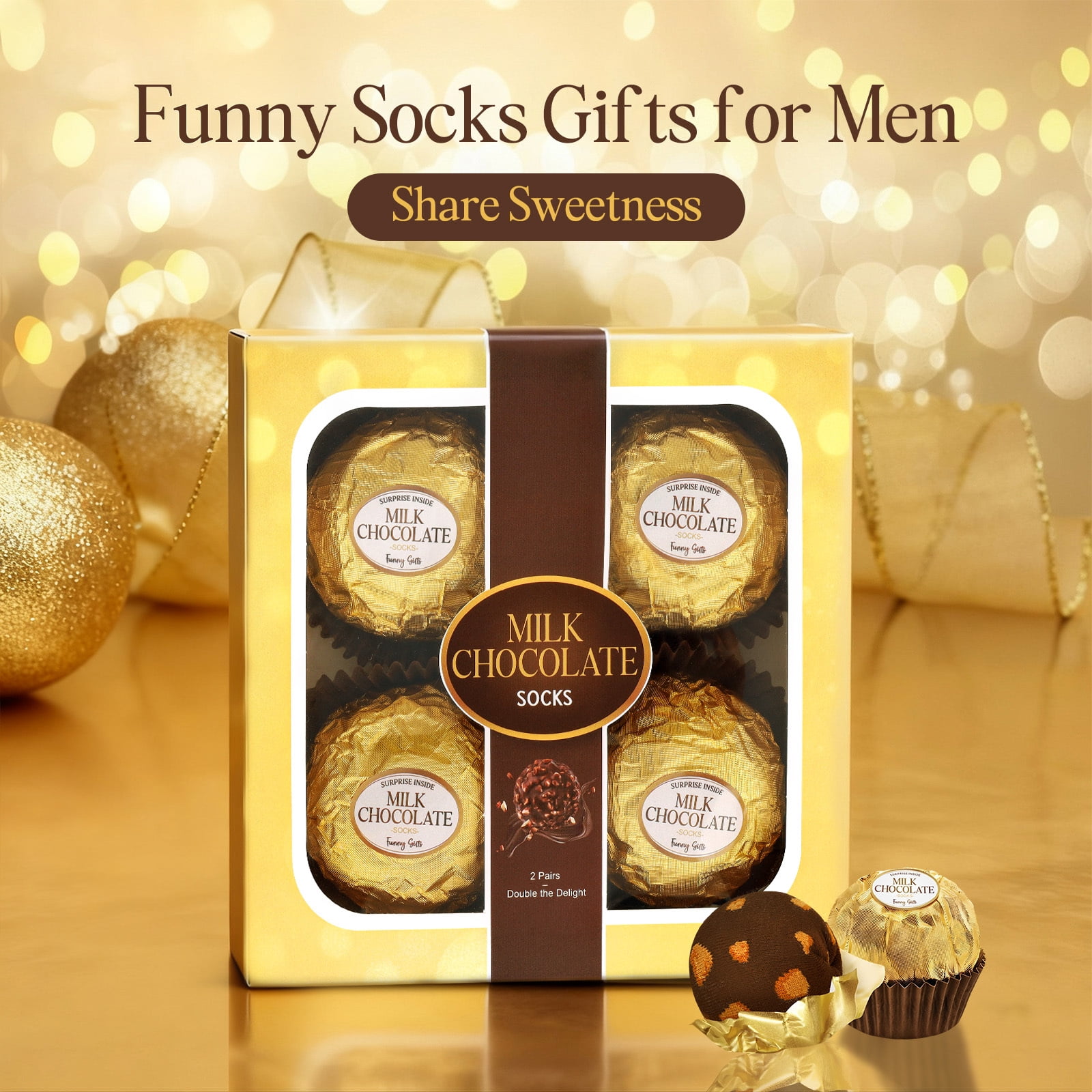 Funny Chocolate Socks Gift Box for Men Women Teen Boys - Funny Novelty Funky Crazy Cool Food Socks Gifts Set for Chocolate Lovers - Fathers Birthday Fun Christmas Gift Ideas Stocking Stuffers