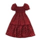 thumbnail image 1 of Odeerbi Niñas Impresión Lunares Vestido Retro Vintage Verano Algodón Princesa Vestido Dulce Manga Corta Tiered, 1 of 8