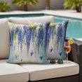 thumbnail image 4 of Purple Floral Outdoor Waterproof Pillow Covers, Spring Nature Butterfly Leaf Smear Art Decorative Square Throw Pillowcase Sofa Cushion Sham for Patio/Couch/Chair, 20"x20" 2 Pack, 4 of 8