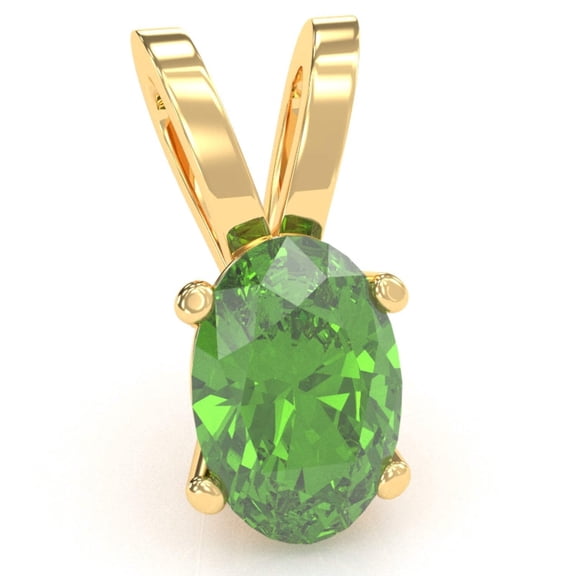 Peridot Oval Solitaire Pendant In 14k Yellow Gold
